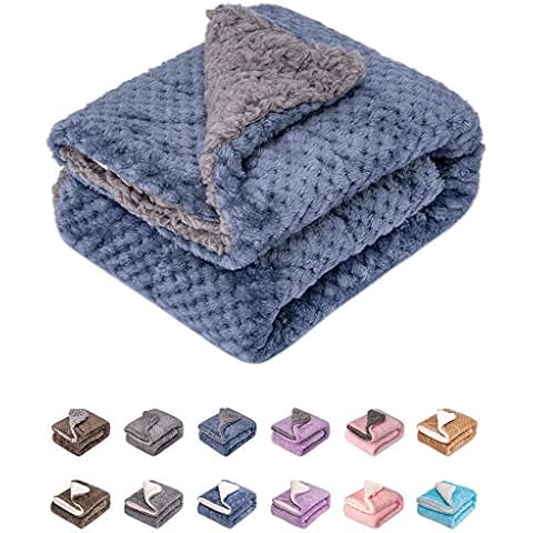 Fuzzy Dog Blanket or Cat Blanket or Pet Blanket, Warm and Soft, Plush Fleece Receiving Blankets for Dog Bed and Cat Bed, Couch, Sofa, Travel and Outdoor, Camping (Blanket (32" x 40"), DG-Smoked Blue) Cover