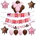 Western Cowgirl Themed Party Supplies and Decorations for Girls-1 Horse Happy Birthday Banner,1 Horseshoe Boot Guns Garland, 2 Brown and 2 Pink Star Shaped Mylar Balloons,Latex Balloons,Rodeo Party Decor for Kids First 1st 2nd 3rd 4th 5th Bday