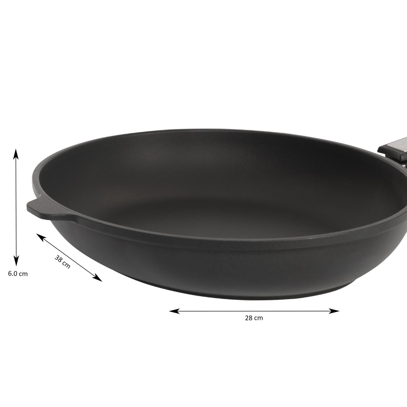 SKK große Antihaft Fischpfanne 38x28 cm - induktionsgeeignet - ovale beschichtete Aluguss Bratpfanne - Made in Germany