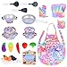 FUQUN 20Pcs Kitchen Toys for Toddlers 3-6 with Unicorn Themed,Play Kitchen Accessories with Pans and Pots, Mini Stainless Steel Pretend Play Toddler Cooking Toys Set, Toy Food for Kids Kitchen Set