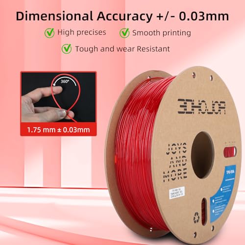 Image of 3DHojor TPU Filament 1.75mm TUP95A 3D Printer Filament Flexible Soft 3D Filament 1KG (2.2lbs) fit Most FDM 3D Printers Dimensional Accuracy + /- 0.03 mm-Transparent Red