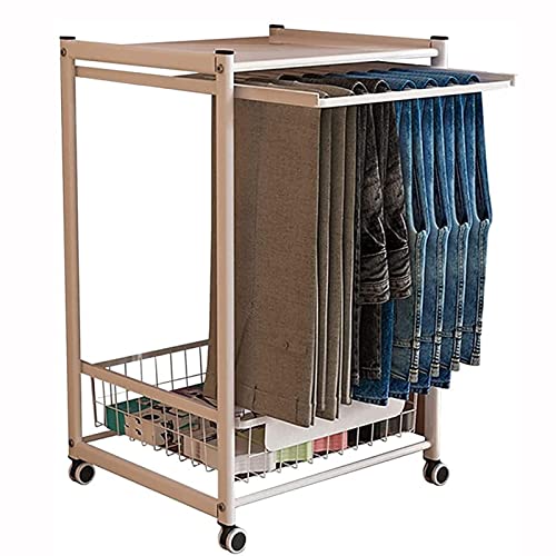 Chariot de rangement portable blanc à double couche pour ranger vos pantalons et jupes