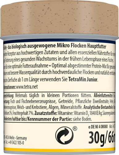 TetraMin Baby - Fischfutter in Form von Mikro-Flocken für die Zierfischbrut bis 1cm Länge, spezielles Wachstumsfutter, 66 ml Dose