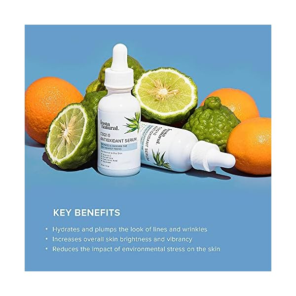 CoQ10 Antioxidant Face Serum - Anti Aging Natural Skin Care to Nourish Dry Skin Brightening Serum & Hydrating Treatment Skin Barrier Strengthening Facial Serum with Vitamin C & Hyaluronic Acid 1 oz