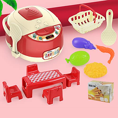 Wpond Kinderküche Spielset,Kinderküche Reiskocher Spielzeug,Spielküche Zubehör Geschenke für Mädchen Jungen rot – Bild 3
