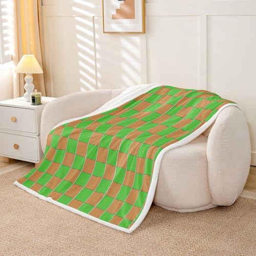 Image of Erosebridal Gaming Checkered Fuzzy Plush Throw Gamer Plaid Fleece Blanket Checkerboard Games Sherpa Blanket for Kids Boys Girls,Geometric Grids Decor for Bed Couch Twin 60 inchx80 inch