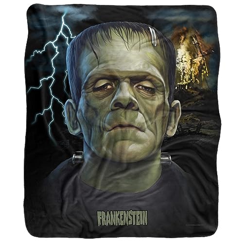 Logovision Universal Monsters Blanket, 50 Inchx60 Inch Frankenstein Head Silky Touch Sherpa Back Super Soft Throw Blanket thumb #1