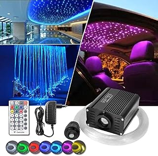 DEWEL Car Home Fibre Optic Star Ceiling Light Kit, 16W RGBW Engine + 150pcs 0.75mm 2m Optical Fibres + 28 Keys Remote Control for Ceiling Sensory Room Decor