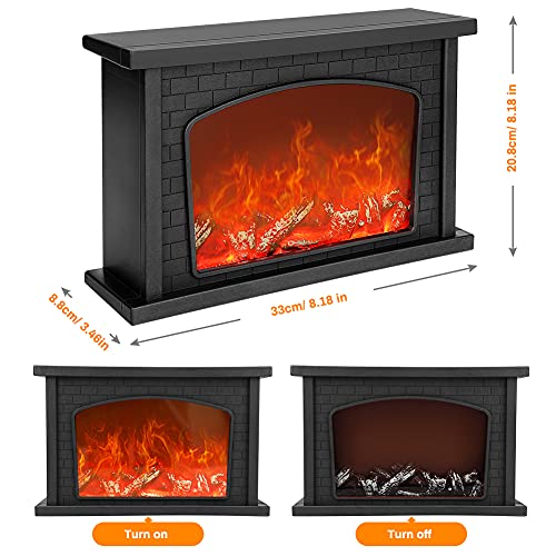 Image of Fireplace Lamp Led Flame Log Effect Rectangle Fire Place Lantern USB Powered Simulation Flameless Fire Lights Battery Operated Fire Flame Lamp for Home Decor Indoor Christmas Ornaments (Large)