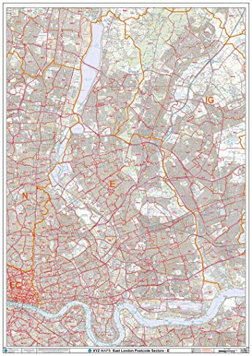 Carte murale East London poster papier codes postaux britanniques