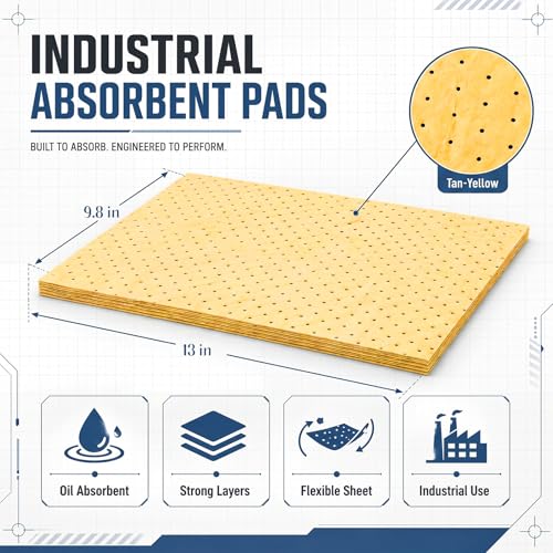 Image of Hoolerry 30 Pcs Oil Absorbent Pads Bulk Heavy Weight Dimpled Garage Absorbing Pad Water Absorbent Mat Trimmable Oil Spill Mat for Garage Floor Workshop Auto Fluid Cleanup (9.8 x 13 Inch,Yellow)