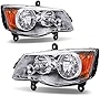 MOSTPLUS - Headlight Assembly - Compatible with 2011-2019 Dodge Grand Caravan / 2008-2016 Chrysler Town and Country - Chrome Housing Bumper Lights (Set of 2)