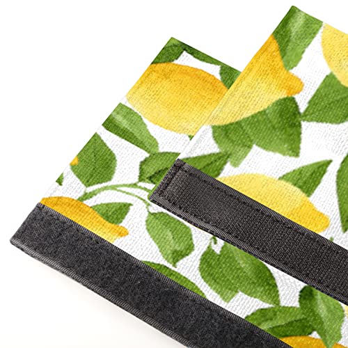 Image of Pardick Refrigerator Door Handle Covers Set of 2 Yellow Lemon Leaf Washable Fridge Dishwasher Mocrowave Oven Door Decor Protector Handle Cover Keep Your Kitchen Appliance Clean from Food Stains