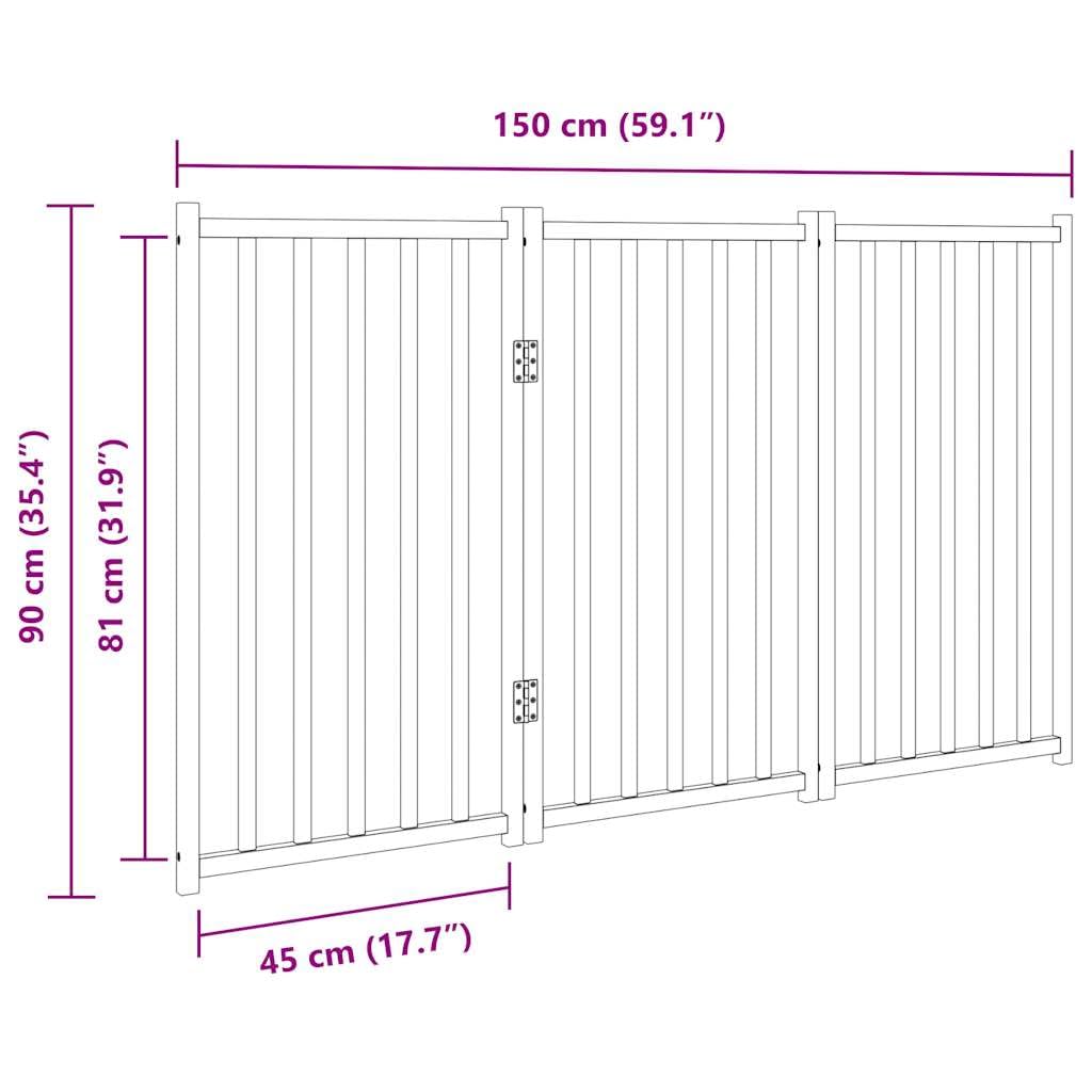Hundegitter Freistehend Weiß - 3-TLG. Hundetor Faltbar aus Tannenholz, 150x90 cm Absperrgitter ohne Bohren für Hunde, Treppenschutzgitter für Wohnzimmer & Küche