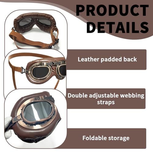 MisFun 1Pcs Retro Hundebrille, Sonnenbrille Hund Brille Hund UV-Schutz, Hundesonnenbrille für Mittel Große Hunde, Sonnenbrille Hunds mit Verstellbare Riemen, für Autofahren/Outdoor-Aktivitäten