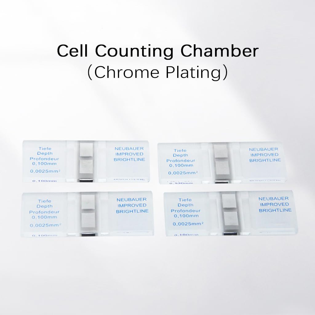 Cámara de Recuento Celular Neubauer Cromada,Tabla De Recuento de Células Sanguíneas Mejorada con 2 Cubreobjetos Y Línea Brillante,Hemocitómetro de Vidrio de Alta Trans(Size:75x50mm,Color:Transparente)