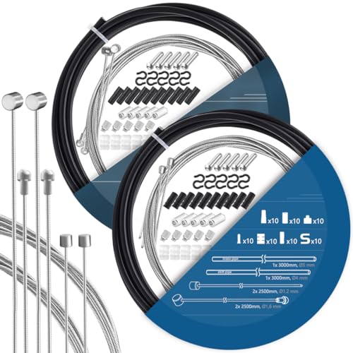 TAPKUA Extended 2,5m Câble de Dérailleur de Vitesse et Câble de Frein - Avec 2x 3m de Tuyaux Gainés (Gaine de Câble de Dérailleur et Gaine de Câble de...