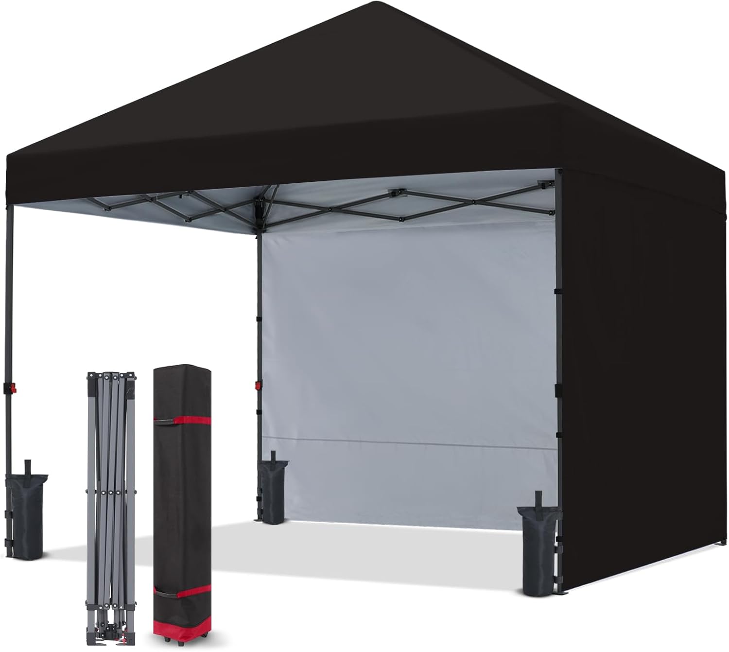 COOSHADE Pop Up Canopy Tent 10x10 with 2 Sidewalls, Outdoor Shade Instant Canopy Tents(Black) 10x10 Black