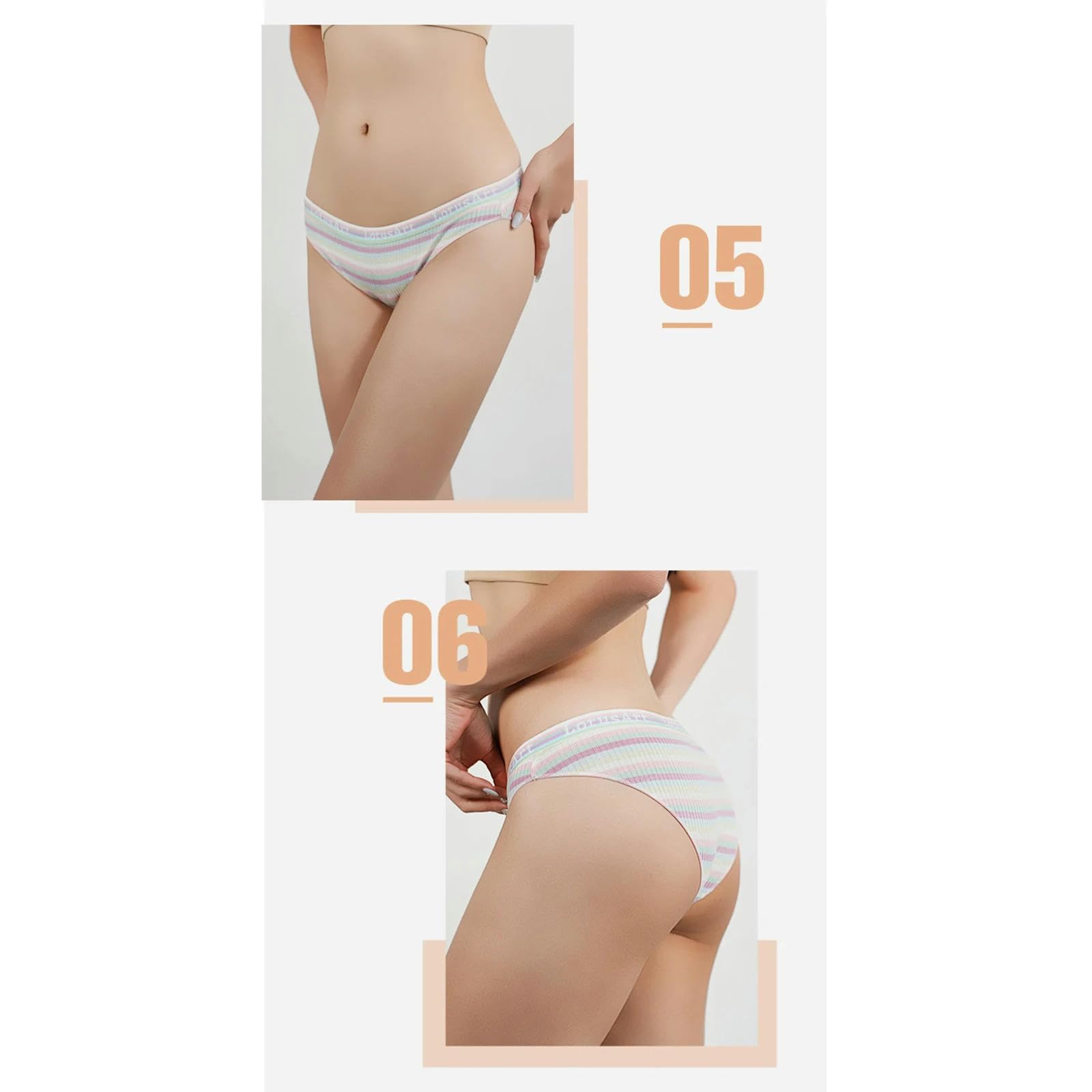 bielizna damska 5 sztuk damskie seksowne bawełniane majtki w paski damskie niski stan miękkie majtki plus size bielizna bielizna damskie rajstopy fioletowe 5 szt. - L (50-60 kg)