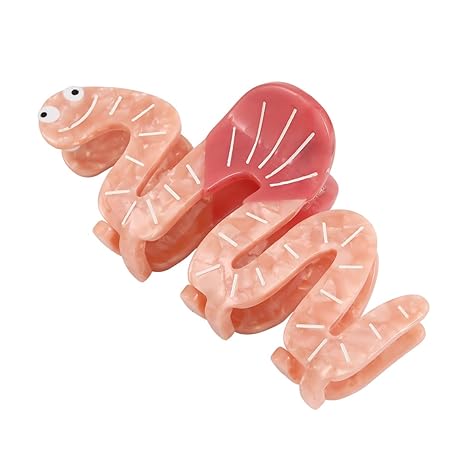 Personalised Acetate Smiley Face Pink Worm Hair Claw Clip for Women Girls Gift 1 Piece