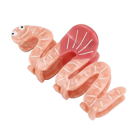 Personalised Acetate Smiley Face Pink Worm Hair Claw Clip for Women Girls Gift 1 Piece