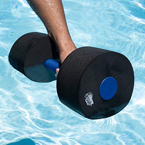 Sunlite Sports High-Density EVA-Foam Dumbbell Set - Soft Padded - Water Aerobics, Aqua Therapy, Pool Fitness, Water Exercise - Multiple Sizes (Black Medium)