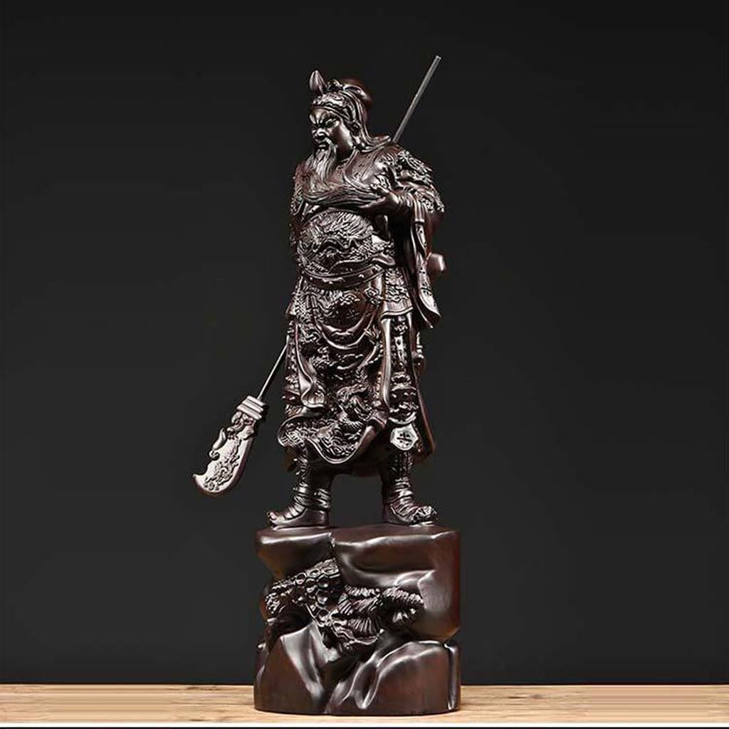 Dekoracja biurka rzeźba w drewnie Guan Gong ozdoby posąg z litego drewna Buddy dekoracja salonu Guan Er Master God Crafts Rzeźby Home Decor(19,68 cala)
