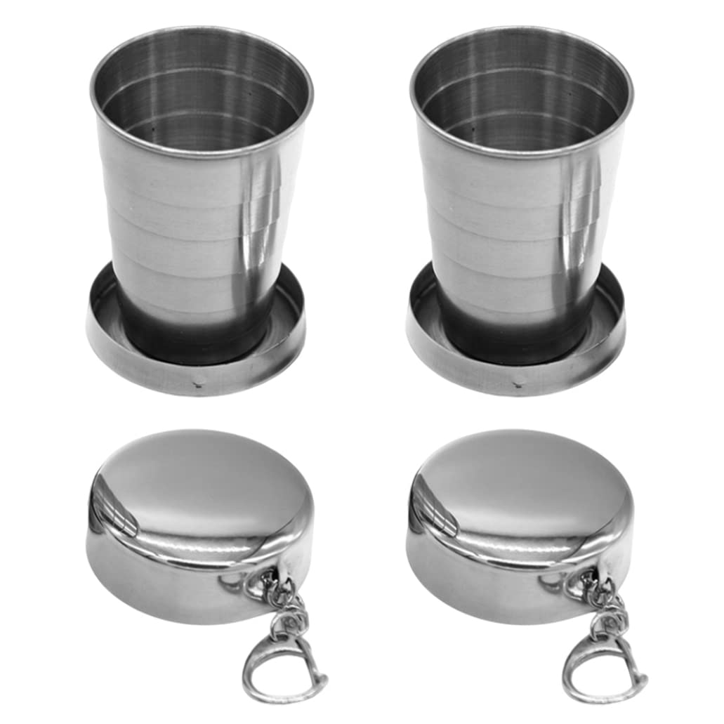 Sunaomni Collapsible Cup Stainless Steel Camping Mug Telescopic Portable 75Ml Folding Cup With Keychain 2Pcs 75 Ml 75 Ml 75 Ml Shot Glasses Travel Cup