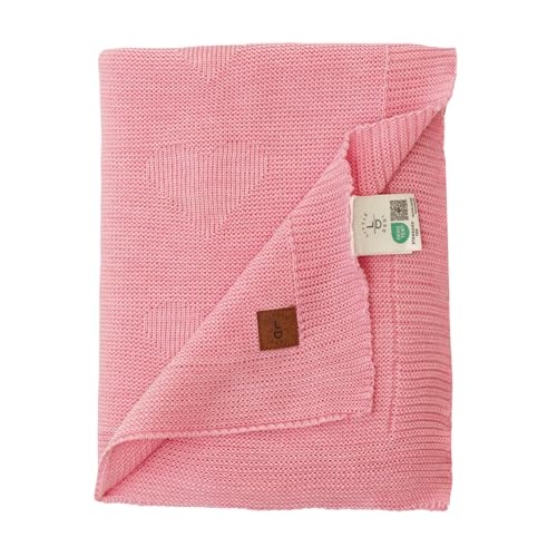 Image of Soft Knit Baby Blanket 30x40 in, Pink - Oeko-Tex Certified, Breathable Swaddle & Receiving Blanket for Newborns, Crib & Stroller, Machine Washable