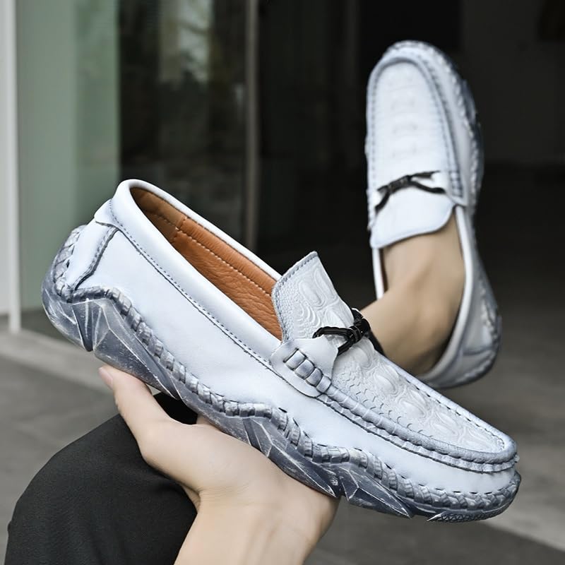 Mens Loafers Round Toe Crocodile Print Leather Loafer Shoes Slip Resistant Comfortable Anti-Slip Wedding Classic Slip-on3