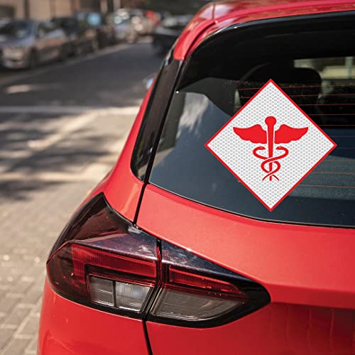 Image of CVANU Doctor Reflective Vinyl Exterior Decal for Vehicle 2pcs (11x11cm) Red cv8