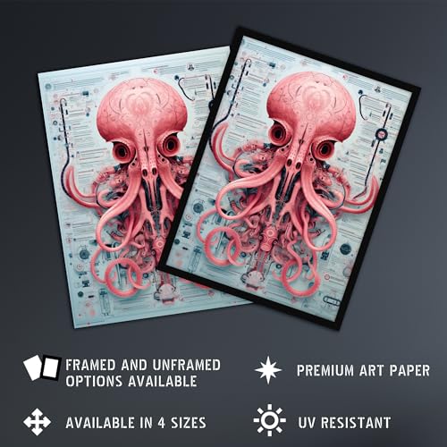 Artery8 Weapons Grade Octopus Robot Hybrid Secret Military Schematic Blueprint Futuristic Complex Arcane Manuscript Gift For Him Man Cave Extra Large XL Wall Art Poster Print - Image 2