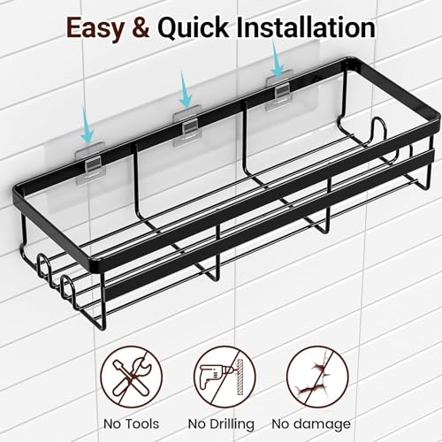 Image of WOWBOX Shower Caddies 4 Pack - Adhesive Hanging Shower Shelf - Bathroom Organizers and Storage, No Drilling Stainless Shower Shelves for Home Decor, Bathroom Accessories (Large)