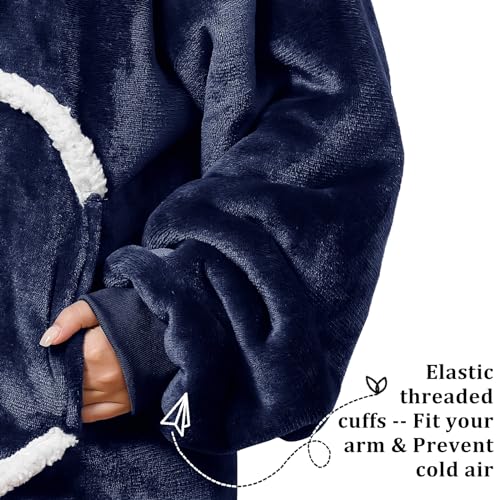 Image of Oversized Wearab Blanket Hoodie, Cozy Flannel Blanket with Sleeves and Zipper for Women, Mens, Teens