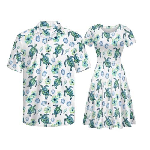 Image of AFPANQZ Couple Matching Outfit Casual Men's Button Down Shirt or Short Sleeve Summer Sundresses Dresses for Women 2026