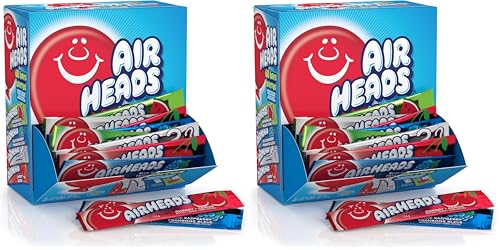 Airheads Candy Bars, Variety Bulk Box, Chewy Full Size Fruit Taffy, Gifts, Holiday, Parties, Concessions, Pantry, Non-Melting, Party, 60 Individually Wrapped Full Size Bars (Pack of 2)