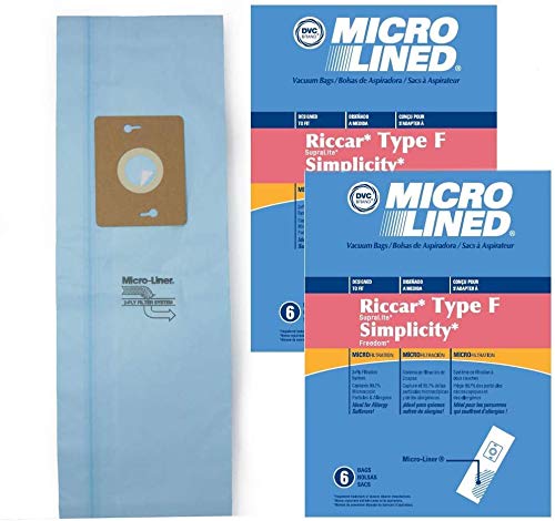 DVC Micro-Lined, Paper Replacement Bags for Riccar Simplicity Style F, Supralite, Freedom Models, 12 Bags