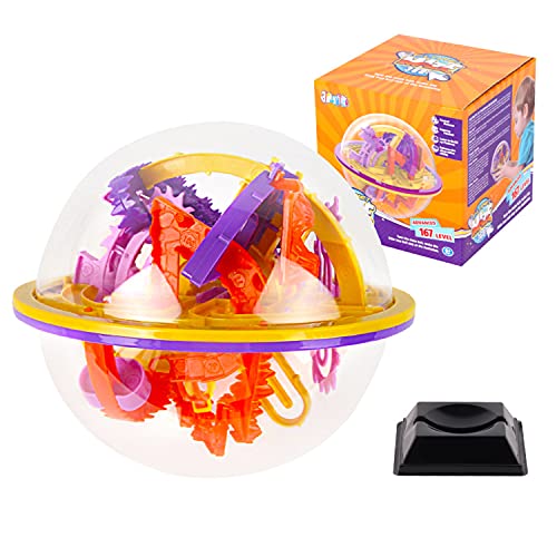 Maze Ball, 3D Puzzle Games Intellect Ball (16cm/6.29'') with 167 Challenging Barriers Education 3D Labyrinth Ball for Kids 3D Puzzle Toys Magical Maze Ball Brain Teasers Puzzle Games