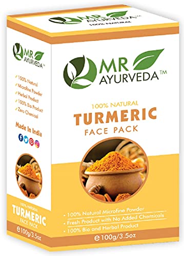 Image of MR Ayurveda 100% Natural Turmeric Powder | Turmeric Powder for Face | Turmeric Powder Organic | Haldi Face Pack | Turmeric Powder for Skin | No added Chemicals, 100 Grams
