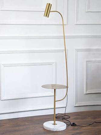 Whispering Homes Ariella Metal Floor Lamp | Luxury Home Decor Lamp with Beautiful Shade | Side Desk Lamp | Floor Lamp for Bedroom and Living Room Decor | Gold | Pack of 1