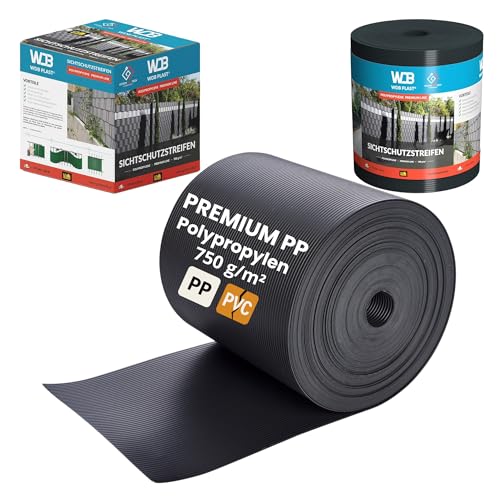WDB - Sichtschutzstreifen für Doppelstabmatten Sichtschutz Zaun - 19 cm x 26 m - Hart PP Windschutz Premium Line - Anthrazit - RAL 7016