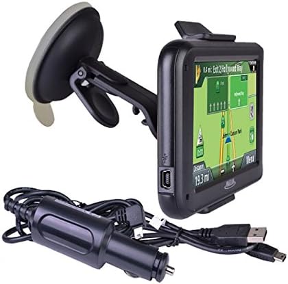Magellan RoadMate 2230T-LM GPS Navigator with windshield mount, USB cable, and vehicle power adapter.