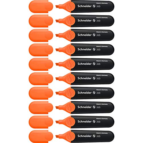 Schneider Job (Surligneurs, rechargeable) Lot de 10, Encre orange