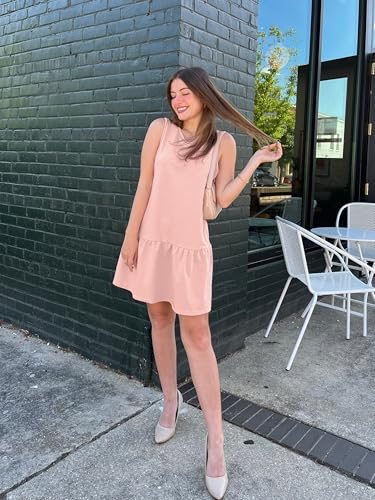 Image of PRETTYGARDEN Casual Short Summer Dresses for Women 2025 Sleeveless Crewneck Cute Ruffle Loose Vacation Mini Tshirt Dress