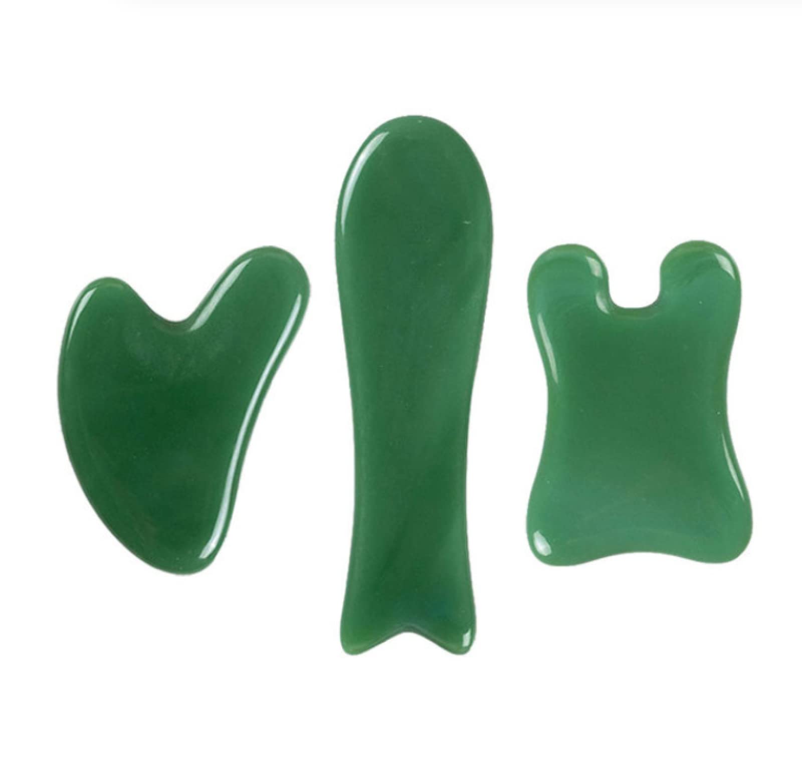 Jade Stone Gua Sha Board Herramientas de masaje facial Masajeador natural Gouache para el cuidado de la piel del cuerpo de la cara SPA, tipo 3
