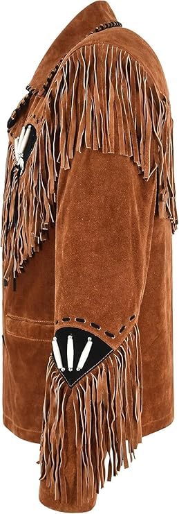 Men's Traditional Native American Cowboy Fringe Leather Coat - Western Cowboy Beads & Tassels Fringed Leather Jacket2