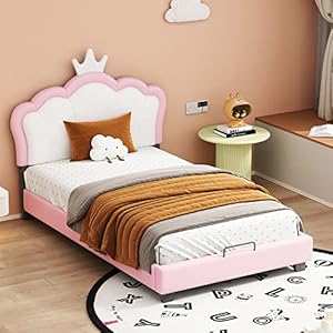 NovaFurnish Kinderbett Rosa Krone 90x200