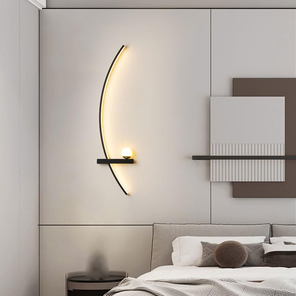 WLBHWL Black LED Wall Light Modern Metal Linear Wall Mounted Lamp Indoor Led Wall Sconce Lighting Indoor Wall Lamp For Living Room Bedroom Porch Hallway Bathroom Bedside