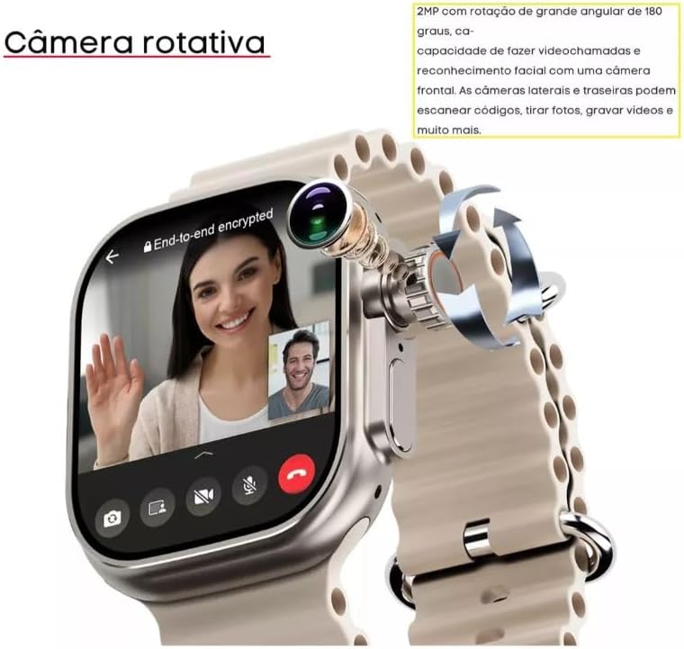 Fundo branco, destacando o smartwatch e a tela. Fundo branco, destacando o smartwatch e a tela.