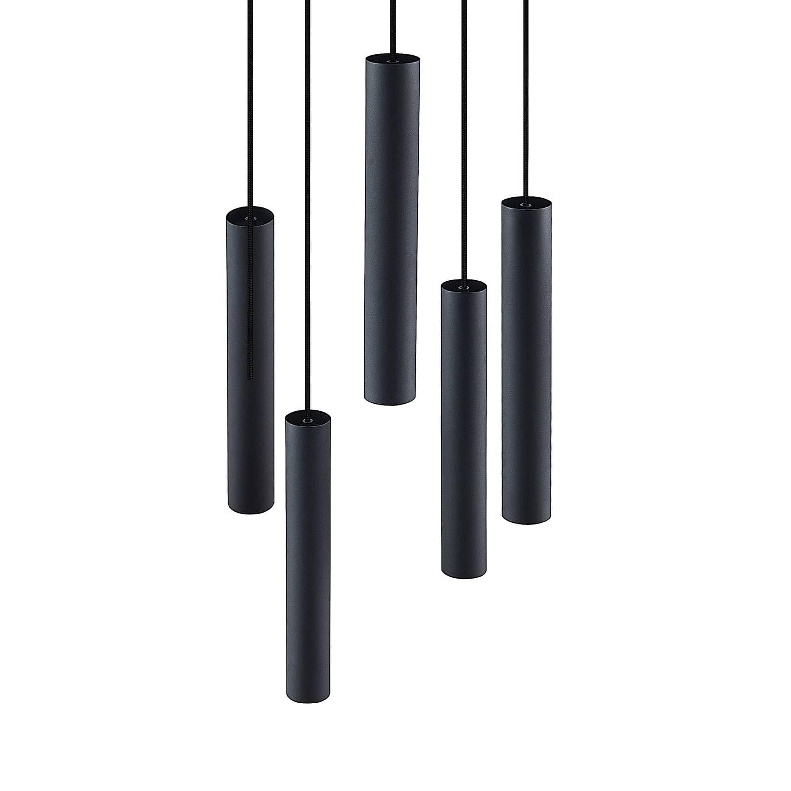 Lindby Pendelleuchte Sanad (Modern) in Schwarz aus Metall (5 flammig, GU10) - Deckenlampe Esstischlampe Hängelampe Hängeleuchte Wohnzimmerleuchte